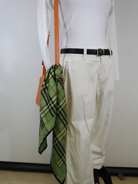 Green Tartan Plaid Silk Scarf Square 34” Classic Preppy Equestrian